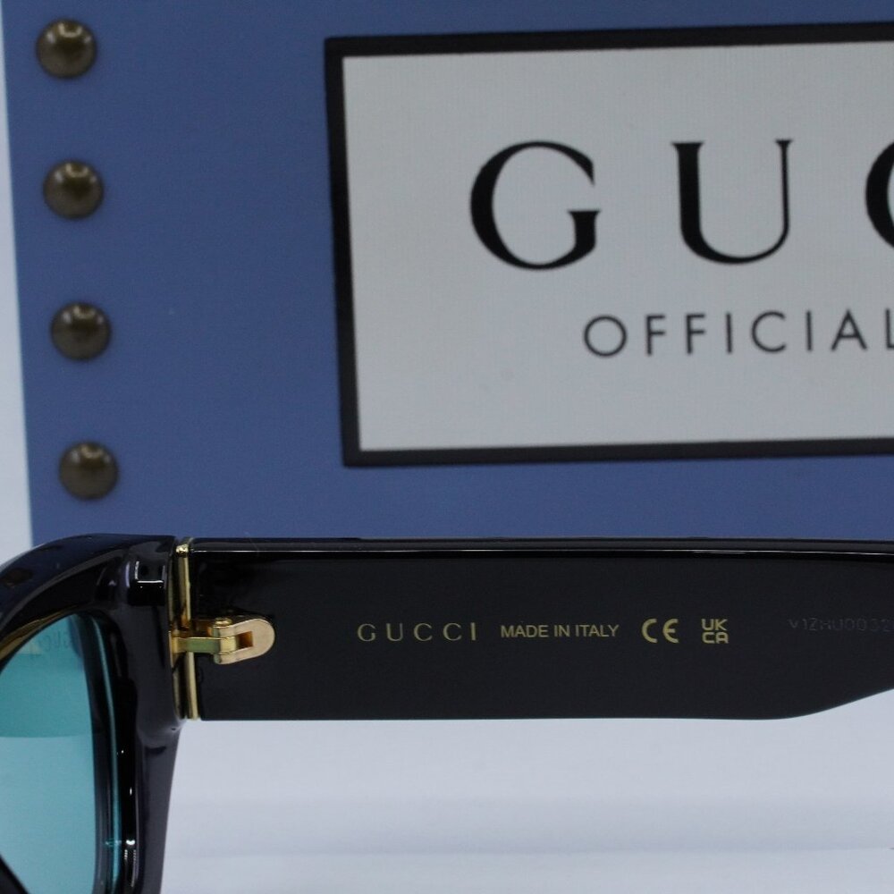 Gucci GG1134S 004 Men Rectangle Sunglasses - Black / Green - Picture 4 of 12